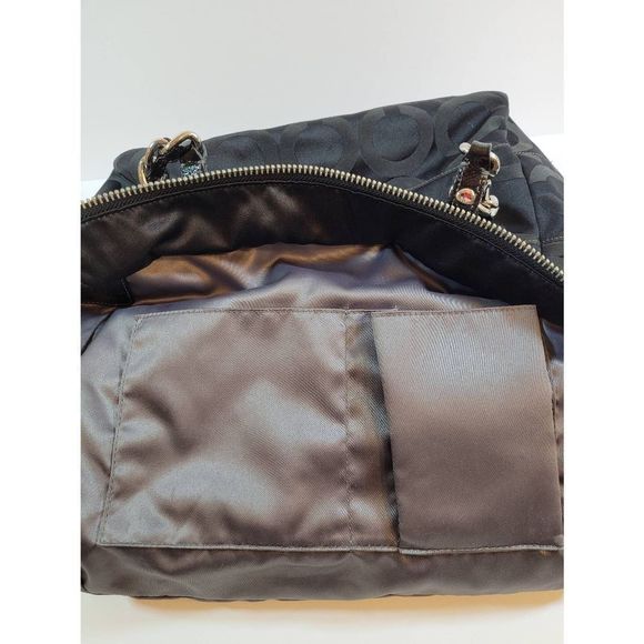 Coach Black/Gray Monogram Medium Shoulder Tote Bag Satchel - Picture 6 of 16